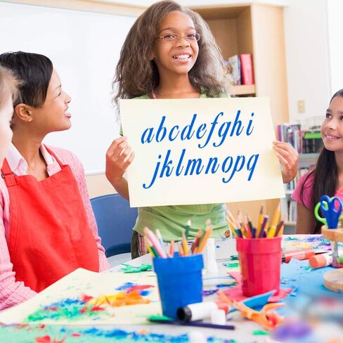 Letter Stencils for Painting on Wood-Reusable Washable Alphabet Stencils with Calligraphy Font Upper and Lowercase Letters -Numbers and Signs. in Saudi Arabia