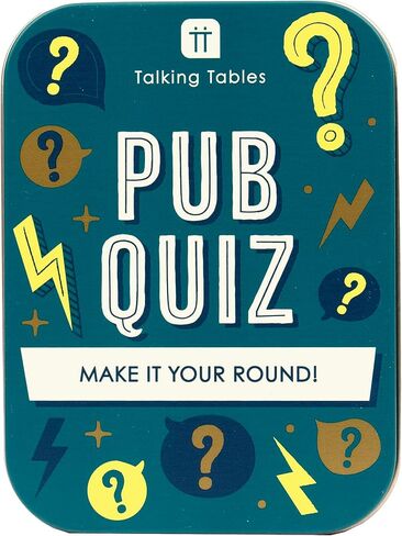 Talking Tables Pub Quiz Travel Game, Pocket Size General Knowledge Trivia for The Family to Play on a Journey or at Home Packed in a Giftable Tin Case, Secret Santa or Stocking Filler in Saudi Arabia