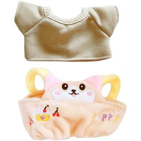 niannyyhouse 20cm Plush Doll Clothes T-Shirt Overalls Loose Strap Pants 8in Soft Stuffed Plush Toy Dress Up (A-2)