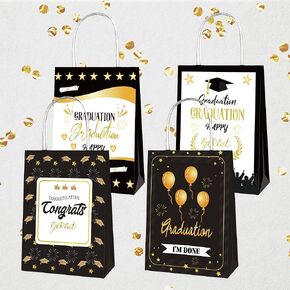 Hying 12PCS Kindergarten Graduation Gift Bags 2023 for Preschool Party Favors Gift Wrapping, Blue White Graduation Gift Paper Bags Preschool for Congratulation Party Kids Decoration Kraft Treat Bags