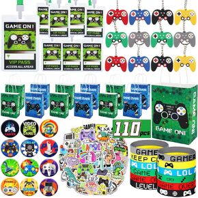 هدايا حفلات العاب الفيديو 110 قطعة من لوازم حفلات اعياد الميلاد مع شنط هدايا تتضمن شرائط تعليق في اي بي واساور ومشابك مفاتيح وغيرها لحفلات اعياد الميلاد وجوائز الفصول الدراسية وهدايا العودة للاطفال in Kuwait