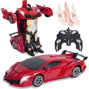 ACED Kids Toys - 1:12 Scale Hand Gesture Deformation and Remote Control Transformation Robot RC Car Toy with Light and Music - Birthday Gift for Youth, Boys and Girls (Red) in Saudi Arabia