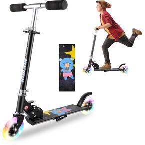 Scooter for Kids Ages 6-12 - Kids Kick Scooters with Led Light Up Wheels & 3 Levels Adjustable Handlebar, Lightweight Foldable 2 Wheel Girly Pink Scooter, Christmas Birthday Gifts for Girls Boys.