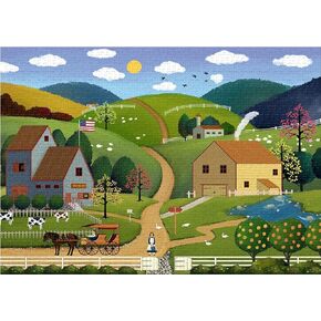 ألغاز NAKBINX Charles Wysocki مكونة من 1000 قطعة - ألغاز مزرعة وادي الثعلب الوردي، مرجع ملصق كبير، هدية مثالية للبالغين والأطفال in Kuwait