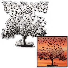 Winter Fall Trees Background Clear Stamps for Card Making and Journaling, Autumn Crow Birds Rubber Stamps Winter Holiday Tree Leaves Stamps for Scrapbooking DIY Cards Album Crafts Supplies in Saudi Arabia