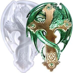 قالب راتنج ثلاثي الابعاد بتصميم تنين كروس، قالب سيليكون لصنع تمثال كبير لخبز الشوكولاتة، قالب صب راتنج ايبوكسي فريد يمكنك تركيبه بنفسك للتعليق على الحائط والباب، هدية للخزانة، ديكور فني للمنزل والمكتب in Kuwait