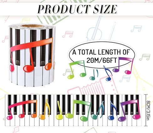 Whaline 66Ft Musical Note Bulletin Board Borders Stickers Musical Keyboard Trimmer Self-Adhesive Music Theme Bulletin Board Decoration for Classroom Chalkboard School DIY in Saudi Arabia