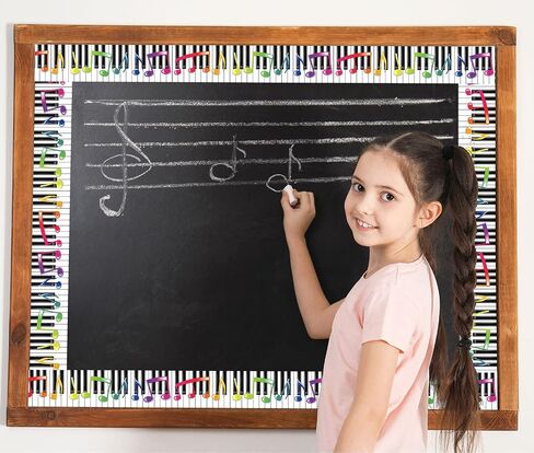 Whaline 66Ft Musical Note Bulletin Board Borders Stickers Musical Keyboard Trimmer Self-Adhesive Music Theme Bulletin Board Decoration for Classroom Chalkboard School DIY in Saudi Arabia