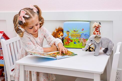 مجموعة كتب وكتب من القطيفة لحيوانات سفاري - حيوانات محشوة مكونة من 3 كتب قصص لحيوانات السافانا - مجموعة مقاس 30.48 سم تتضمن كتاب أطفال ملون للأسد والزرافة والفيل in Kuwait