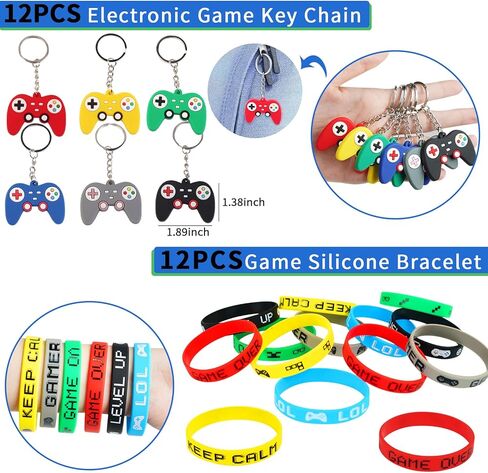 هدايا حفلات العاب الفيديو 110 قطعة من لوازم حفلات اعياد الميلاد مع شنط هدايا تتضمن شرائط تعليق في اي بي واساور ومشابك مفاتيح وغيرها لحفلات اعياد الميلاد وجوائز الفصول الدراسية وهدايا العودة للاطفال in Kuwait