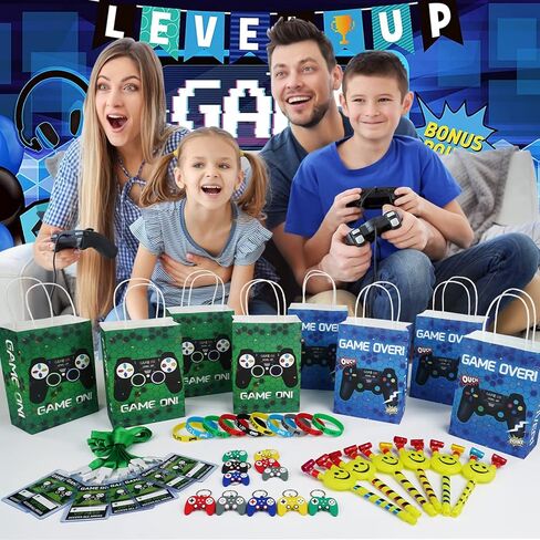 هدايا حفلات العاب الفيديو 110 قطعة من لوازم حفلات اعياد الميلاد مع شنط هدايا تتضمن شرائط تعليق في اي بي واساور ومشابك مفاتيح وغيرها لحفلات اعياد الميلاد وجوائز الفصول الدراسية وهدايا العودة للاطفال in Kuwait