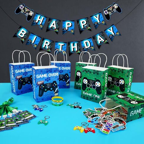 هدايا حفلات العاب الفيديو 110 قطعة من لوازم حفلات اعياد الميلاد مع شنط هدايا تتضمن شرائط تعليق في اي بي واساور ومشابك مفاتيح وغيرها لحفلات اعياد الميلاد وجوائز الفصول الدراسية وهدايا العودة للاطفال in Kuwait