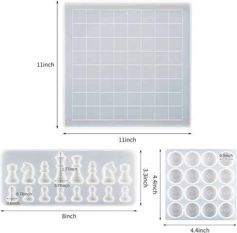 مجموعة قوالب راتنج للوح الشطرنج، قطعة واحدة من قالب سيليكون لقطع الشطرنج، قطعتان من قالب صب الايبوكسي للوح الشطرنج لصناعة المجوهرات والحرف اليدوية، مثالية للعبة الحفلات العائلية التي تصنعها بنفسك in Kuwait