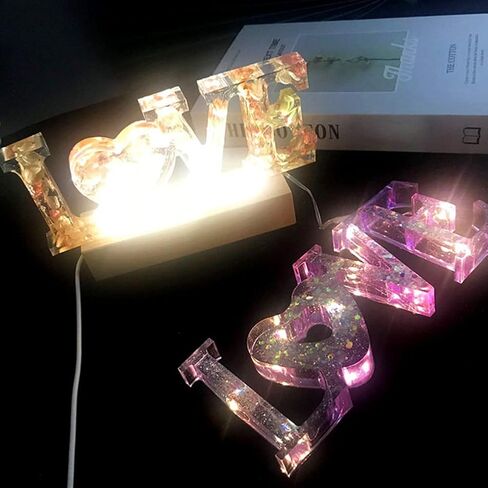 يوتينغهاو 26 قطعة 3D قوالب الراتنج حرف كبير سيليكون قوالب فقط الحب الكلمة تسجيل حرف الصب قوالب الراتنج مجموعة مع بريق مسحوق أكواب القطارات صناعة المنزل مكتب هالوين الديكور in Kuwait