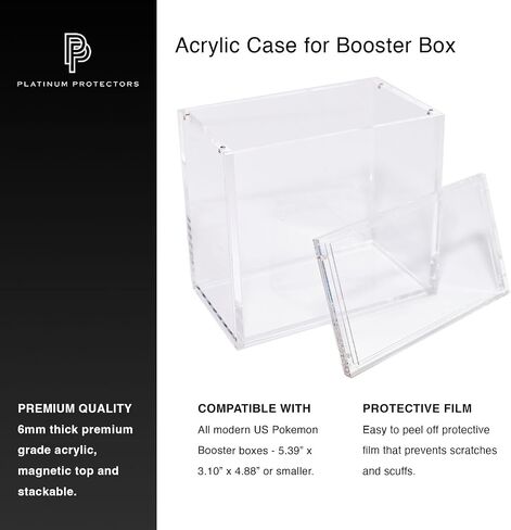 Platinum Protectors Acrylic Display Case for Pokemon Booster Box 6mm Premium Magnetic Top Stackable in Saudi Arabia