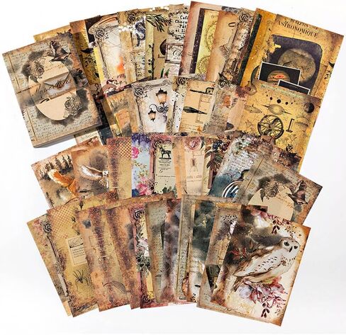 Vilikya 100 Sheets Magic Scrapbook Paper Pad, Vintage Junk Journal Supplies, Retro Decoupage Paper for Scrapbooking Kit, Mystery Poster for Room Decor Wall Collage Kit in Kuwait