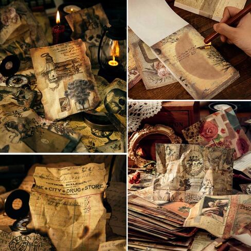 Vilikya 100 Sheets Magic Scrapbook Paper Pad, Vintage Junk Journal Supplies, Retro Decoupage Paper for Scrapbooking Kit, Mystery Poster for Room Decor Wall Collage Kit in Kuwait