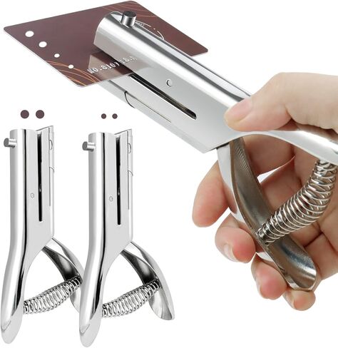 BEDSIFV 2 حزمة من الثقوب شديدة التحمل، 1/4 بوصة ثقب واحد و1/8 بوصة مثقاب يدوي، سعة 20 ورقة مثالية لبطاقة الأعمال الورقية والبلاستيكية من الورق المقوى in Kuwait