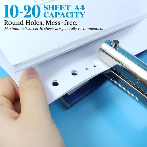 BEDSIFV 2 حزمة من الثقوب شديدة التحمل، 1/4 بوصة ثقب واحد و1/8 بوصة مثقاب يدوي، سعة 20 ورقة مثالية لبطاقة الأعمال الورقية والبلاستيكية من الورق المقوى in Kuwait