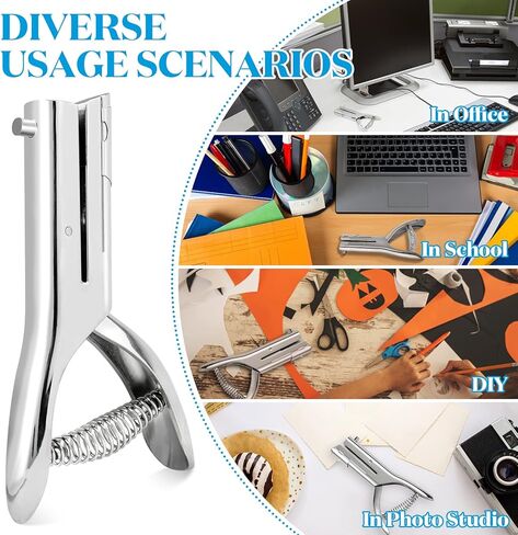 BEDSIFV 2 حزمة من الثقوب شديدة التحمل، 1/4 بوصة ثقب واحد و1/8 بوصة مثقاب يدوي، سعة 20 ورقة مثالية لبطاقة الأعمال الورقية والبلاستيكية من الورق المقوى in Kuwait