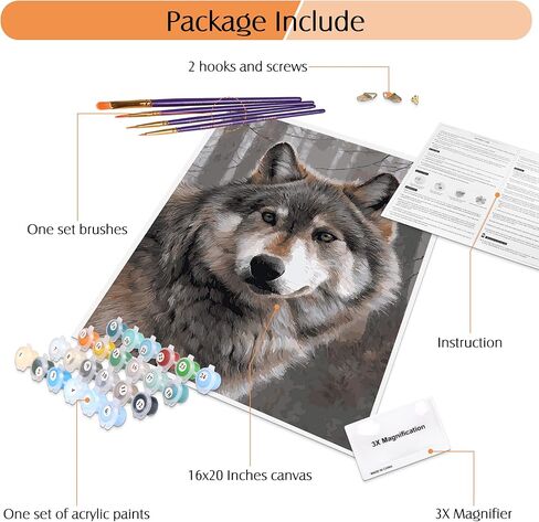 طلاء VIKMARI بالأرقام للبالغين، مجموعة الطلاء الزيتي DIY على قماش الغزلان بالأرقام للأطفال المبتدئين بدون إطار خشبي (16 × 20 بوصة) in Kuwait