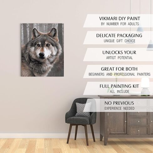 طلاء VIKMARI بالأرقام للبالغين، مجموعة الطلاء الزيتي DIY على قماش الغزلان بالأرقام للأطفال المبتدئين بدون إطار خشبي (16 × 20 بوصة) in Kuwait