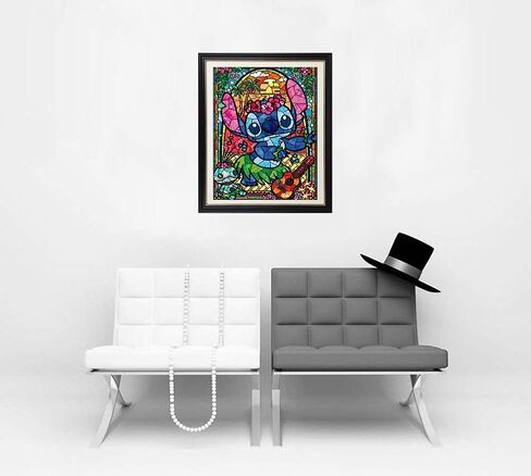 (ستيتش) - مجموعة لوحات ماسية خماسية الابعاد كاملة من حجر الراين، مجموعات رسم من حجر الراين الماسي للبالغين والاطفال والفنون التطريز الحرفية وديكور المنزل 30 سم × 41 سم (خياطة) in Kuwait