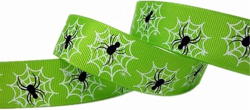 30 Yards (6 X 5 Yards) Halloween Bats Spiders Web Pattern Printed 1 Inch Grosgrain Ribbon in Kuwait