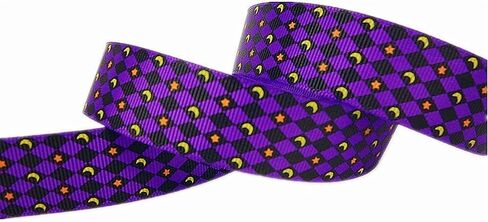30 Yards (6 X 5 Yards) Halloween Bats Spiders Web Pattern Printed 1 Inch Grosgrain Ribbon in Kuwait