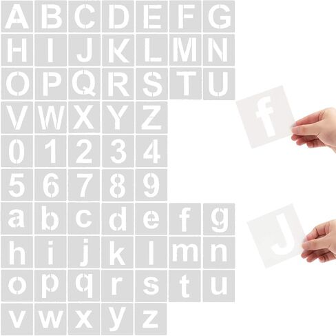 Eage Alphabet Letter Stencils, 62 Pcs Reusable Plastic Letter Number Templates, Art Craft Stencils for Wood, Wall, Fabric, Rock, Chalkboard, Signage, 1 Inch in Saudi Arabia