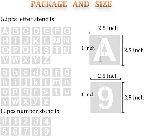 Eage Alphabet Letter Stencils, 62 Pcs Reusable Plastic Letter Number Templates, Art Craft Stencils for Wood, Wall, Fabric, Rock, Chalkboard, Signage, 1 Inch in Saudi Arabia