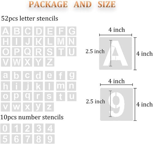 Eage Alphabet Letter Stencils, 62 Pcs Reusable Plastic Letter Number Templates, Art Craft Stencils for Wood, Wall, Fabric, Rock, Chalkboard, Signage, 1 Inch in Saudi Arabia