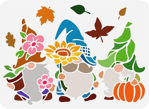 قالب تزيين استنسل FINGERINSPIRE 2 Gnomes مقاس 11.8x11.8 بوصة جنوم بلاستيكي مع استنسل رسم عسل النحل استنسل مربع قابل لإعادة الاستخدام للرسم على الخشب والأرضيات والجدار والبلاط in Kuwait