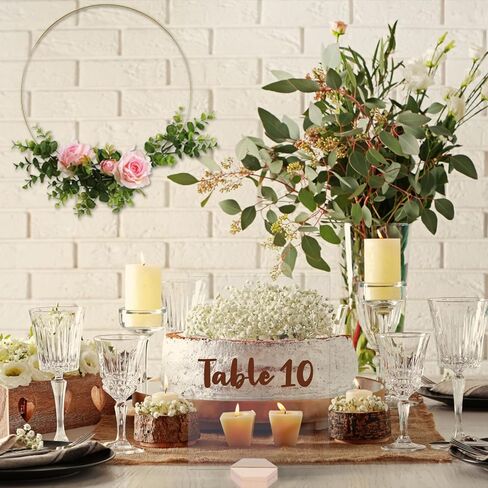 سينتيكر 10 قطع 12 انش حلقة معدنية على شكل زهور لتزيين الطاولة بلون ذهبي مع 10 حوامل خشبية سداسية لتزيين طاولات الزفاف وعيد الحب in Kuwait