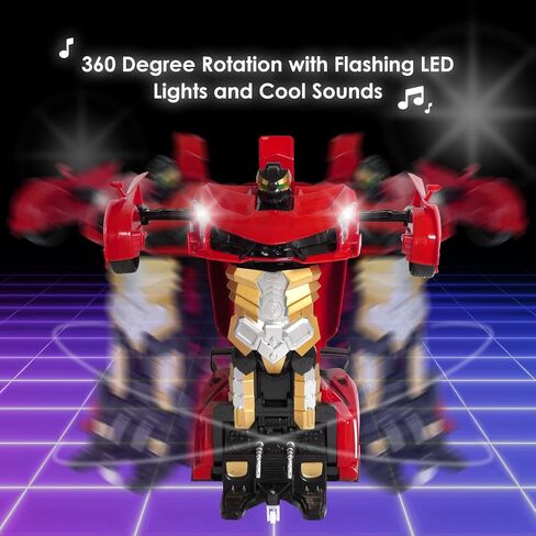ACED Kids Toys - 1:12 Scale Hand Gesture Deformation and Remote Control Transformation Robot RC Car Toy with Light and Music - Birthday Gift for Youth, Boys and Girls (Red) in Saudi Arabia