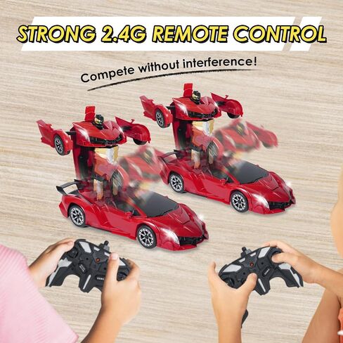 ACED Kids Toys - 1:12 Scale Hand Gesture Deformation and Remote Control Transformation Robot RC Car Toy with Light and Music - Birthday Gift for Youth, Boys and Girls (Red) in Saudi Arabia