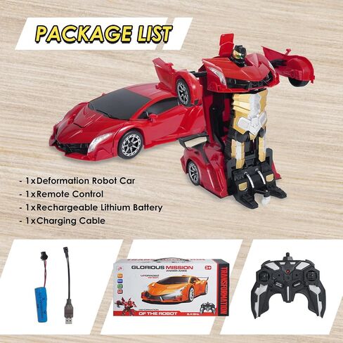 ACED Kids Toys - 1:12 Scale Hand Gesture Deformation and Remote Control Transformation Robot RC Car Toy with Light and Music - Birthday Gift for Youth, Boys and Girls (Red) in Saudi Arabia