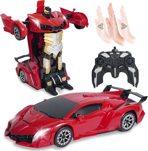ACED Kids Toys - 1:12 Scale Hand Gesture Deformation and Remote Control Transformation Robot RC Car Toy with Light and Music - Birthday Gift for Youth, Boys and Girls (Red) in Saudi Arabia