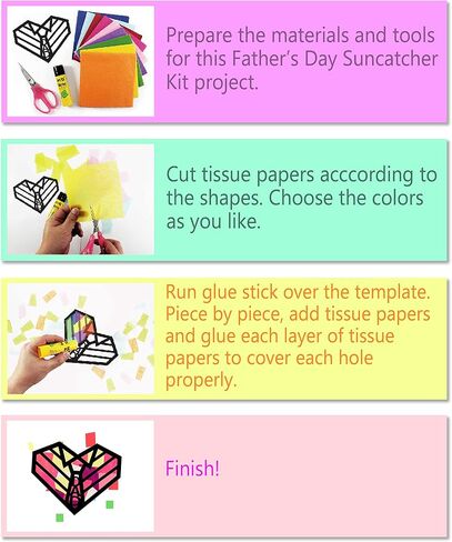 VHALE Suncatchers Craft 3 مجموعات (9 قطع) مع مناديل ورقية ذات تأثير زجاجي ملون، مجموعة أدوات التقاط الشمس، فن النوافذ، الحرف اليدوية في الفصول الدراسية، مشاريع فنية إبداعية، هدايا حفلات الأطفال (نباتات عصارية) in Kuwait