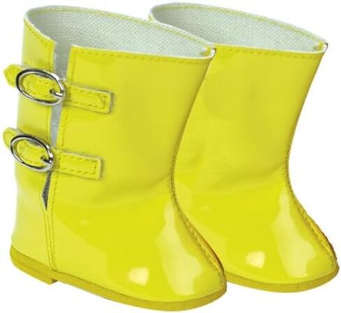 معطف واق من المطر للدمى مقاس 18 انش، طقم من 4 قطع يناسب ملابس دمى اميريكان جيرل مقاس 18 انش، المزيد من ملابس المطر من جاكيت المطر الاصفر، حذاء دمى مطابق، سروال ضيق زهري ومظلة in Kuwait