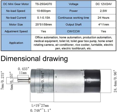 Quadrature Encoder Metal Geared Motor DC 12V 80RPM for Robotics,RC Car Model,Custom Servo, Arduino and 3D Printers,DIY Engine Toy in Kuwait