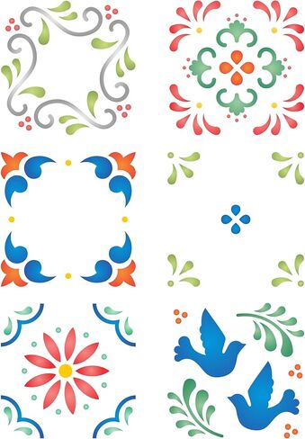 استنسل مكسيكان بلاط طبقات استنسل 11.43 × 16.51 سم - يستخدم قناع استنسل للحوائط لإضافة نسيج وتصميم ولمسات لخلفيات وسائط مختلطة in Kuwait