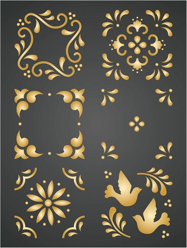 استنسل مكسيكان بلاط طبقات استنسل 11.43 × 16.51 سم - يستخدم قناع استنسل للحوائط لإضافة نسيج وتصميم ولمسات لخلفيات وسائط مختلطة in Kuwait