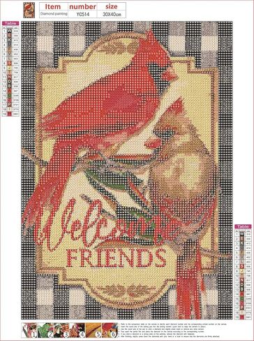 Xiyuekissu 5D Diamond Painting Kits for Adults -Welcome Friends Cardinal Summer Fall House Buffalo Plaid Check Red Bird Autumn Spring Full Dril Diamond Arts 12×16 Inches in Kuwait
