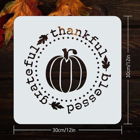 9 قطع من استنسل الكريسماس للرسم على الخشب 12 انش قابل لاعادة الاستخدام لبلاط الارضيات لديكور الكريسماس والقماش والجدران، 6 قطع استنسل للخريف وعيد الشكر 12×12 انش QMB01-6 in Kuwait