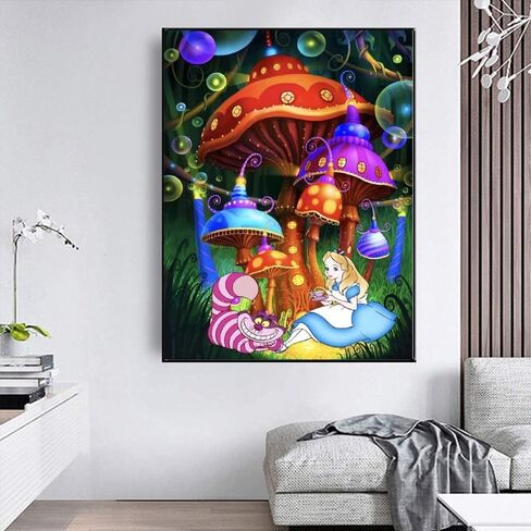 DIY 5D Diamond Painting by Number Kits for Adults and Kids for Alice in Wonderland 16X20 Painting Cross Stitch Full Drill Crystal Rhinestone Embroidery Pictures Arts Craft for Home Wall Decor Gift in Kuwait
