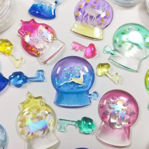 Cabochon Gemstone Resin Silicone Molds Set Unicorn, Crystal Ball, Perfume Bottle, Bird, Candy, Geometry for Jewelry Casting, Decoden Phone Case, Scrapbooking, Polymer Clay 12-Count Mini 0.27-1.3inch in Saudi Arabia
