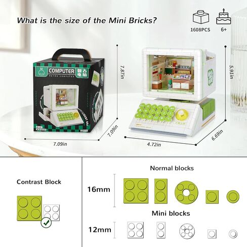 مجموعة بناء الكمبيوتر، نموذج كمبيوتر البناء مجموعات مكعبات بناء صغيرة للبالغين والمراهقين، عرض للمنزل أو المكتب، ألعاب تعليمية هدية عيد ميلاد عيد الميلاد in Kuwait