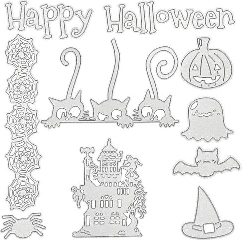 9 Pieces Halloween Cutting Dies Set Pumpkin Skull House Shape Template Metal Cutting Stencils for Halloween Scrapbook Card Making DIY Crafts Favors in Saudi Arabia