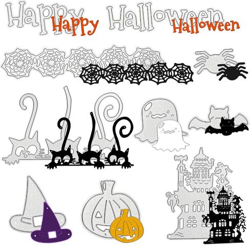 9 Pieces Halloween Cutting Dies Set Pumpkin Skull House Shape Template Metal Cutting Stencils for Halloween Scrapbook Card Making DIY Crafts Favors in Saudi Arabia